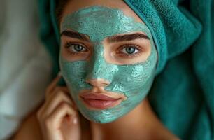 ai généré femme en utilisant une visage masque sur sa visage tandis que en portant sur il photo