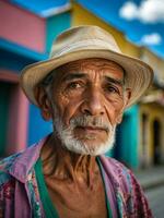 ai généré portrait de un vieux Latin américain homme photo