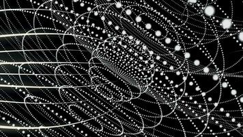 monochrome 3d abstraction de beaucoup différent formes et Les figures en changeant et en mouvement rapide. animation. embrasé blanc lignes et Les figures sur noir Contexte. photo