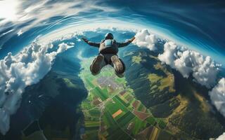 ai généré parachutisme, flottant dans le air parachutisme sport défis de extrême des sports photo