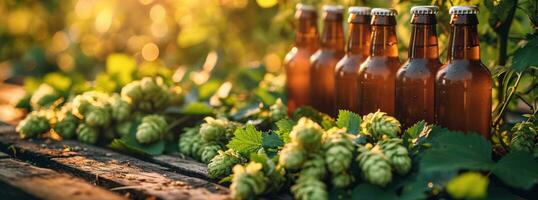 ai généré nombreuses marron bouteille séance suivant à certains le houblon photo