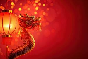 ai généré chinois Nouveau année 2024 concept avec dragon photo