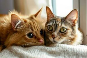 ai généré la photographie de deux mignonne chats photo