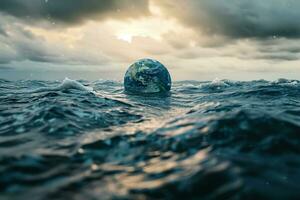 ai généré planète Terre est flottant plus de le océan photo