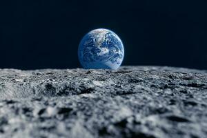 ai généré le Terre comme vu de le surface de le lune photo