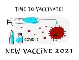 seringue avec vaccin sur fond blanc et le slogan temps de vacciner contre covid19. photo