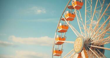 ai généré magnifique ferris roue avec bleu ciel photo