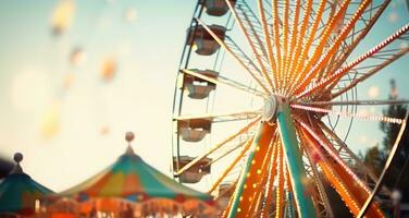 ai généré ferris roue dans une cirque, champ de foire structure, carnaval ferris roue photo