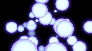 illuminé bleu et violet bulles. conception. noir Contexte avec réfléchissant cercles cette remplir tout noir espace dans abstraction. photo