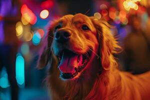 ai généré une content chien dans fête Festival photo