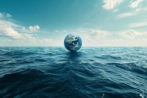 ai généré planète Terre est flottant plus de le océan photo