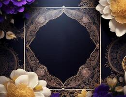 ai généré une luxe floral conception Ramadan kareem Contexte photo