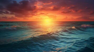ai généré océan horizon lever du soleil Contexte photo