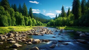 ai généré rivière la nature Contexte photo