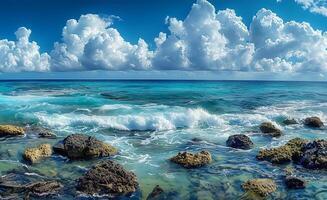 ai généré dynamique beauté de île les mers photo