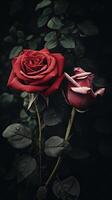 ai généré deux des roses sont montré dans de face de chaque autre photo