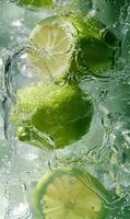 ai généré une citron et citron vert dans l'eau photo