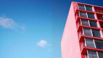 ai généré contemporain rouge bâtiment façade, génial pour réel biens et conception photo