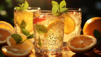 ai généré rafraîchissant été limonade avec menthe et la glace photo