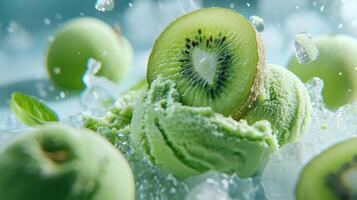 ai généré réaliste kiwi la glace crème photo