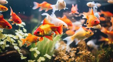 ai généré nombreux poisson nager dans un aquarium photo