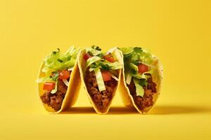 ai généré traditionnel mexicain tacos avec Viande et des légumes génératif ai photo