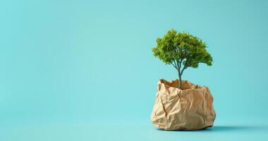 ai généré génératif ai, plante germer avec vert feuilles croissance de recyclé papier. éco, zéro déchets, Plastique gratuit et environnement concept photo