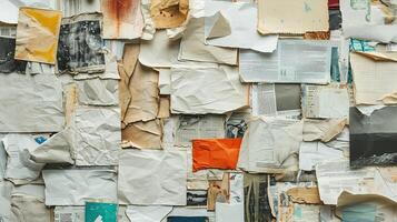 ai généré génératif ai, collage de déchets papier pièces, déchiré papier avec déchiré, recyclage concept photo