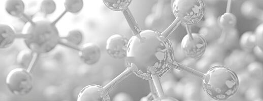 ai généré génératif ai, abstrait moléculaire forme, Célibataire aminé acide molécule. chimie médicament éducation photo