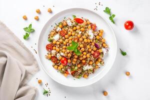 ai généré croustillant pois chiche couscous avec tomates et herbes photo