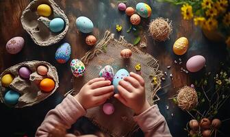 ai généré enfant Oeuf La peinture photo