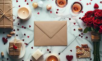 romantique la Saint-Valentin journée flatlay photo