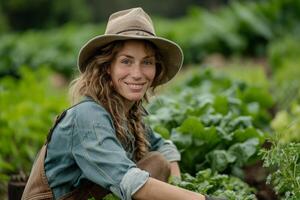 ai généré Stock Photos et Libre de droits images de femelle agriculteur ou jardinier