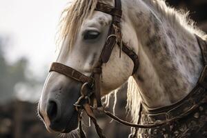 ai généré une cheval habillé en haut photo