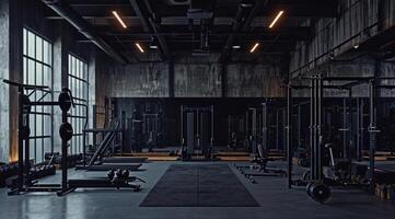 ai généré Gym avec beaucoup équipements photo