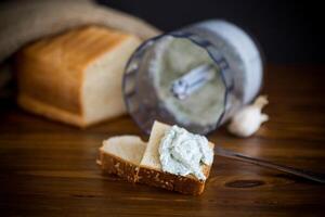 fait maison salé fromage blanc propager avec herbes et Ail photo