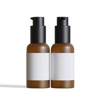 cosmétique bouteille marron Couleur réaliste texture blanc Vide étiquette 3d illustration sur blanc Contexte photo