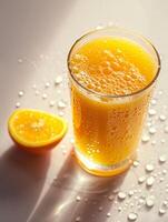 ai généré une verre de Orange jus photo