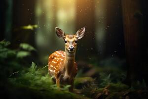 ai généré cerf dans le jungle photo