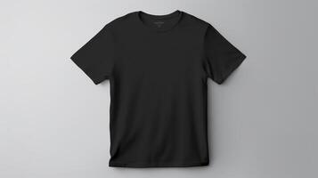 ai généré noir T-shirt maquette sur gris Contexte photo