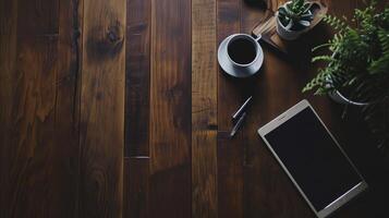 ai généré ancien travail bureau avec café, café Pause et se détendre après travail, ancien style photo