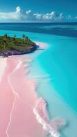 ai généré une rose le sable plage et paume des arbres photo