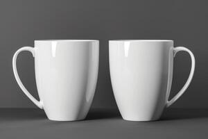 ai généré deux blanc des tasses sont montré dans le pose photo