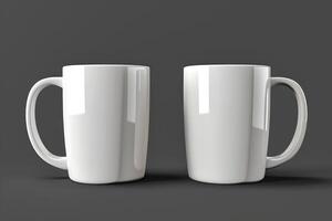 ai généré deux blanc des tasses sont montré dans le pose photo