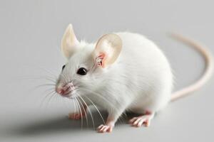 ai généré une blanc Souris permanent dans solide Contexte photo