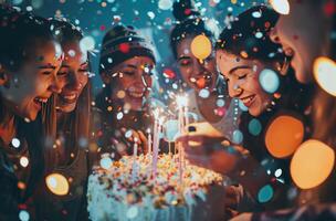 ai généré une groupe de gens célébrer une anniversaire photo