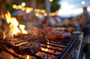 ai généré une barbecue gril avec steaks photo