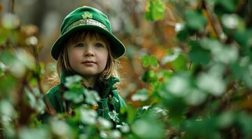 ai généré st patrick's journée les enfants safari images et des photos. photo