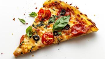 ai généré une Pizza tranche, isolé sur une blanc photo