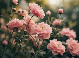 ai généré rose fleurs fermer Contexte photo